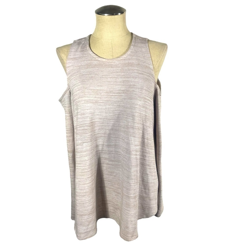 RD Style Cream Long Sleeve Blouse w/ Cold Shoulder Size Large